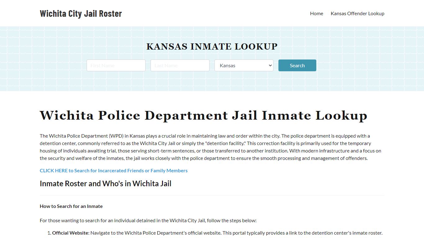 Wichita Police Department & City Jail, KS Inmate Roster, Arrests, Mugshots